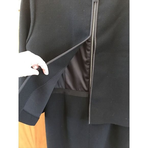 LAFAYETTE 148 New York Women 10 Solid Black Wool Lined Dress Zip Layered Modest - Picture 9 of 10